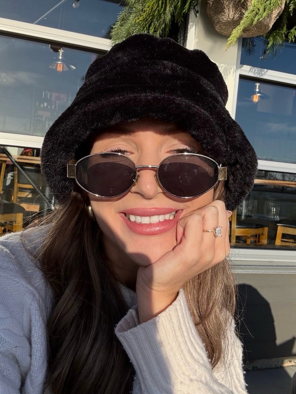 Black Faux Fur Bucket Hat Winter Warm Russian Style